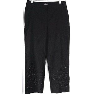 INC INTERNATIONAL CONCEPTS 10 Black Rayon Stretch Pants w/ Beaded Cuffs & Clasp